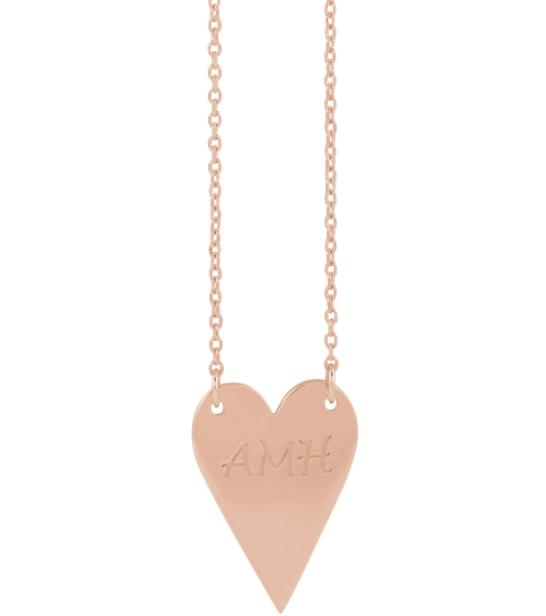 88620 Necklace 14K Rose 18 X 13 Mm 18 In Polished Engravable Elongated Heart Necklace