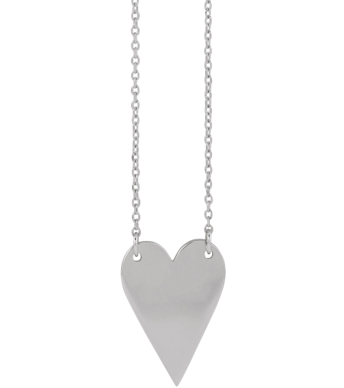 88620 Necklace Platinum 18 X 13 Mm 18 In Polished Engravable Elongated Heart Necklace