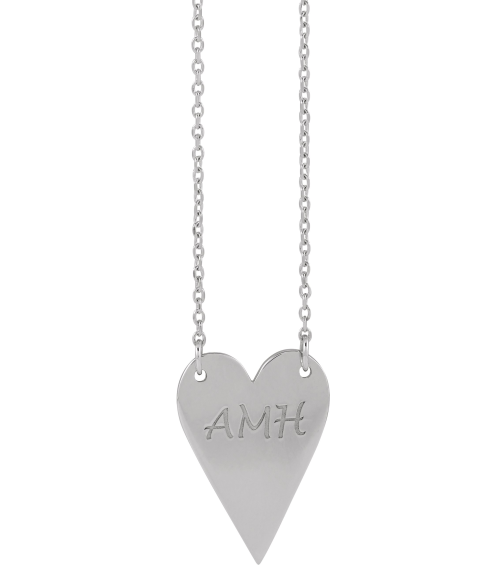 88620 Necklace Platinum 18 X 13 Mm 18 In Polished Engravable Elongated Heart Necklace