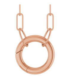 88629 Necklace 14K Rose 12 X 12 Mm 16 In Polished Circle Charm Necklace