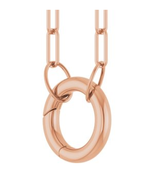 88629 Necklace 14K Rose 12 X 12 Mm 16 In Polished Circle Charm Necklace