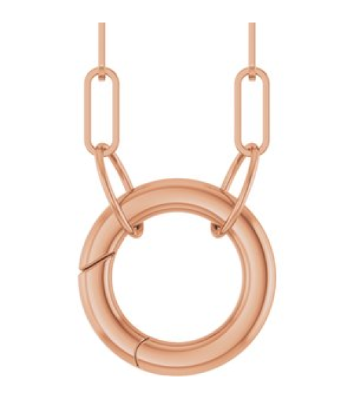 88629 Necklace 14K Rose 12 X 12 Mm 18 In Polished Circle Charm Necklace