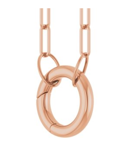 88629 Necklace 14K Rose 12 X 12 Mm 18 In Polished Circle Charm Necklace