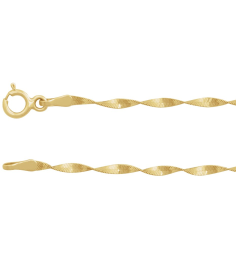 Ch1246 14K Yellow Herringbone 1.6 Mm 16 In Spring Ring Polished Twisted Herringbone Chain
