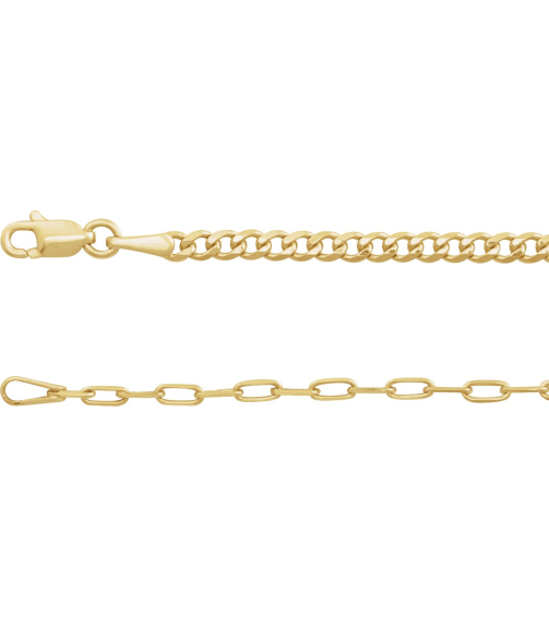 Ch1247 14K Yellow Paperclip-Style 2.7 Mm 16 In Lobster Clasp Polished Curb And Paperclip-Style 5050 Chain