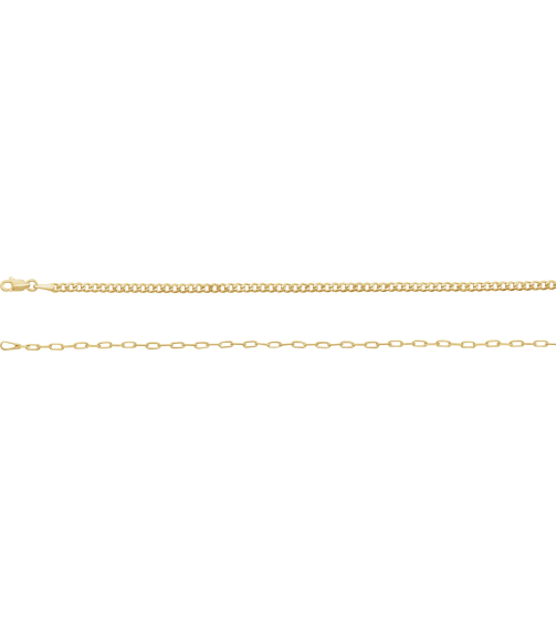 Ch1247 14K Yellow Paperclip-Style 2.7 Mm 18 In Lobster Clasp Polished Curb And Paperclip-Style 5050 Chain