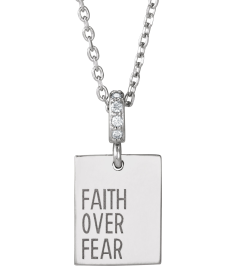 88627 Necklace Set 14K White Round Natural Diamond 1Mm 0.02 Ctw I1, G-H 16-18 In Polished .02 Ctw Natural Diamond Faith Over Fear Necklace
