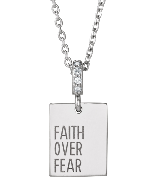 88627 Necklace Set 14K White Round Natural Diamond 1Mm 0.02 Ctw I1, G-H 16-18 In Polished .02 Ctw Natural Diamond Faith Over Fear Necklace