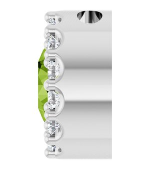 88590 Pendant Set 14K White Round Natural Peridot 5Mm 110 Ctw Natural Diamond I1, G-H Polished Natural Peridot And 110 Ctw Natural Diamond Halo-Style Pendant