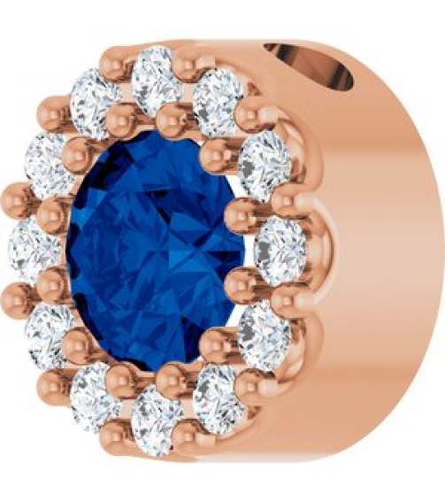 88590 Pendant Set 14K Rose Round Natural Blue Sapphire 4Mm 0.08 Ctw Natural Diamond I1, G-H Polished Natural Blue Sapphire And .08 Ctw Natural Diamond Halo-Style Pendant