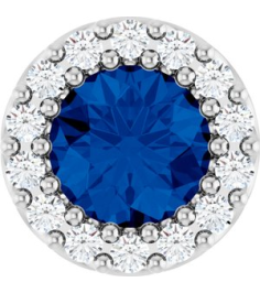 88590 Pendant Set Sterling Silver Round Natural Blue Sapphire 5Mm 110 Ctw Natural Diamond I1, G-H Polished Natural Blue Sapphire And 110 Ctw Natural Diamond Halo-Style Pendant