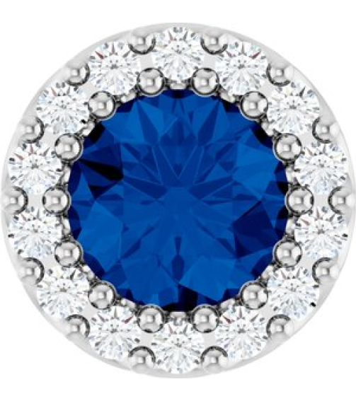 88590 Pendant Set Sterling Silver Round Natural Blue Sapphire 5Mm 110 Ctw Natural Diamond I1, G-H Polished Natural Blue Sapphire And 110 Ctw Natural Diamond Halo-Style Pendant