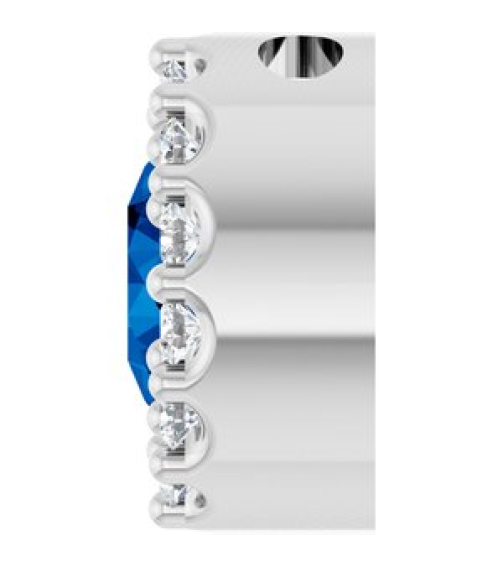 88590 Pendant Set Sterling Silver Round Natural Blue Sapphire 5Mm 110 Ctw Natural Diamond I1, G-H Polished Natural Blue Sapphire And 110 Ctw Natural Diamond Halo-Style Pendant