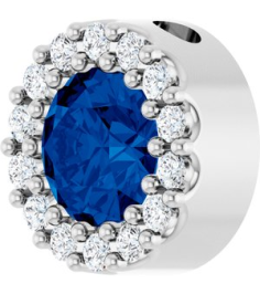 88590 Pendant Set Sterling Silver Round Natural Blue Sapphire 5Mm 110 Ctw Natural Diamond I1, G-H Polished Natural Blue Sapphire And 110 Ctw Natural Diamond Halo-Style Pendant