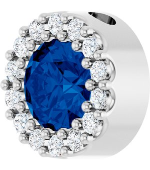 88590 Pendant Set Sterling Silver Round Natural Blue Sapphire 5Mm 110 Ctw Natural Diamond I1, G-H Polished Natural Blue Sapphire And 110 Ctw Natural Diamond Halo-Style Pendant