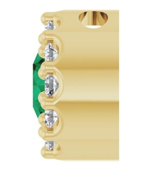 88590 Pendant Set 14K Yellow Round Lab-Grown Emerald 4Mm 0.08 Ctw Natural Diamond I1, G-H Polished Lab-Grown Emerald And .08 Ctw Natural Diamond Halo-Style Pendant