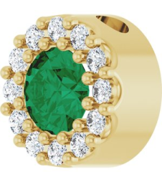 88590 Pendant Set 14K Yellow Round Lab-Grown Emerald 4Mm 0.08 Ctw Natural Diamond I1, G-H Polished Lab-Grown Emerald And .08 Ctw Natural Diamond Halo-Style Pendant