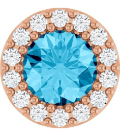 88590 Pendant Set 14K Rose Round Natural Aquamarine 5Mm 110 Ctw Natural Diamond I1, G-H Polished Natural Aquamarine And 110 Ctw Natural Diamond Halo-Style Pendant