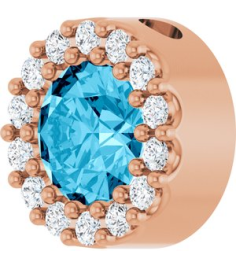 88590 Pendant Set 14K Rose Round Natural Aquamarine 5Mm 110 Ctw Natural Diamond I1, G-H Polished Natural Aquamarine And 110 Ctw Natural Diamond Halo-Style Pendant