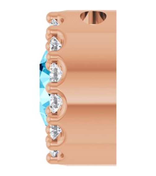 88590 Pendant Set 14K Rose Round Natural Aquamarine 5Mm 110 Ctw Natural Diamond I1, G-H Polished Natural Aquamarine And 110 Ctw Natural Diamond Halo-Style Pendant