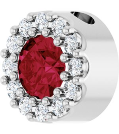 88590 Pendant Set Platinum Round Natural Ruby 4Mm 0.08 Ctw Natural Diamond Si2-Si3, G-H Polished Natural Ruby And .08 Ctw Natural Diamond Halo-Style Pendant
