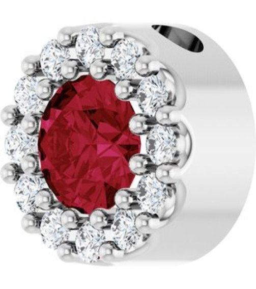 88590 Pendant Set Platinum Round Natural Ruby 4Mm 0.08 Ctw Natural Diamond Si2-Si3, G-H Polished Natural Ruby And .08 Ctw Natural Diamond Halo-Style Pendant