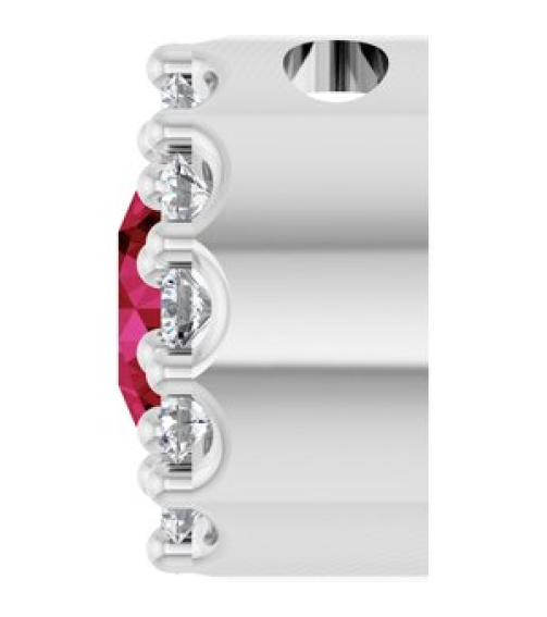 88590 Pendant Set Platinum Round Natural Ruby 4Mm 0.08 Ctw Natural Diamond Si2-Si3, G-H Polished Natural Ruby And .08 Ctw Natural Diamond Halo-Style Pendant