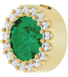 88590 Pendant Set 14K Yellow Round Lab-Grown Emerald 6Mm 18 Ctw Natural Diamond I1, G-H Polished Lab-Grown Emerald And 18 Ctw Natural Diamond Halo-Style Pendant