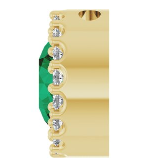 88590 Pendant Set 14K Yellow Round Lab-Grown Emerald 6Mm 18 Ctw Natural Diamond I1, G-H Polished Lab-Grown Emerald And 18 Ctw Natural Diamond Halo-Style Pendant