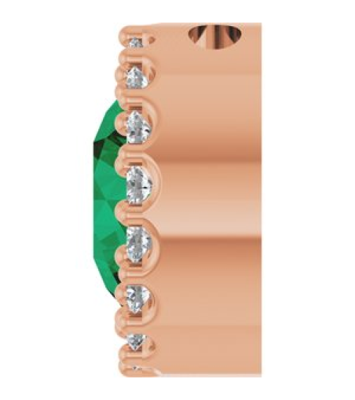 88590 Pendant Set 14K Rose Round Natural Emerald 6Mm 18 Ctw Natural Diamond I1, G-H Polished Natural Emerald And 18 Ctw Natural Diamond Halo-Style Pendant