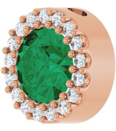 88590 Pendant Set 14K Rose Round Natural Emerald 6Mm 18 Ctw Natural Diamond I1, G-H Polished Natural Emerald And 18 Ctw Natural Diamond Halo-Style Pendant