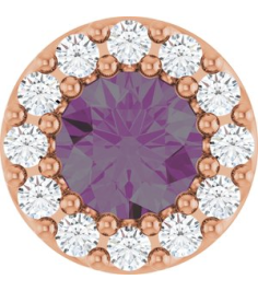 88590 Pendant Set 14K Rose Round Lab-Grown Alexandrite 4Mm 0.08 Ctw Natural Diamond I1, G-H Polished Lab-Grown Alexandrite And .08 Ctw Natural Diamond Halo-Style Pendant