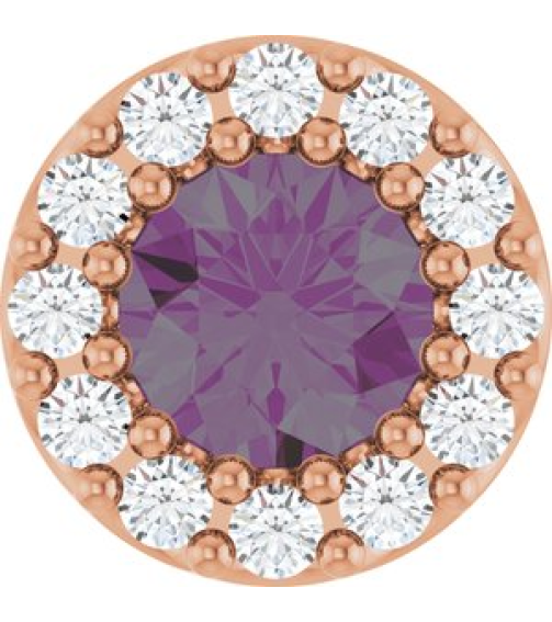 88590 Pendant Set 14K Rose Round Lab-Grown Alexandrite 4Mm 0.08 Ctw Natural Diamond I1, G-H Polished Lab-Grown Alexandrite And .08 Ctw Natural Diamond Halo-Style Pendant