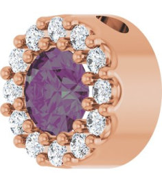 88590 Pendant Set 14K Rose Round Lab-Grown Alexandrite 4Mm 0.08 Ctw Natural Diamond I1, G-H Polished Lab-Grown Alexandrite And .08 Ctw Natural Diamond Halo-Style Pendant