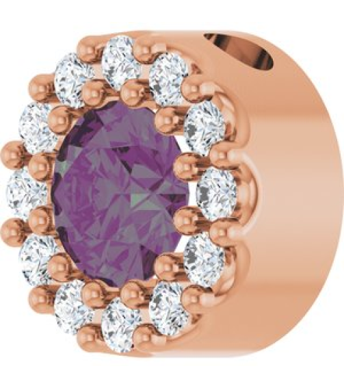 88590 Pendant Set 14K Rose Round Lab-Grown Alexandrite 4Mm 0.08 Ctw Natural Diamond I1, G-H Polished Lab-Grown Alexandrite And .08 Ctw Natural Diamond Halo-Style Pendant