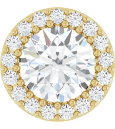 88590 Pendant Set 14K Yellow Round Natural White Sapphire 6Mm 18 Ctw Natural Diamond I1, G-H Polished Natural White Sapphire And 18 Ctw Natural Diamond Halo-Style Pendant