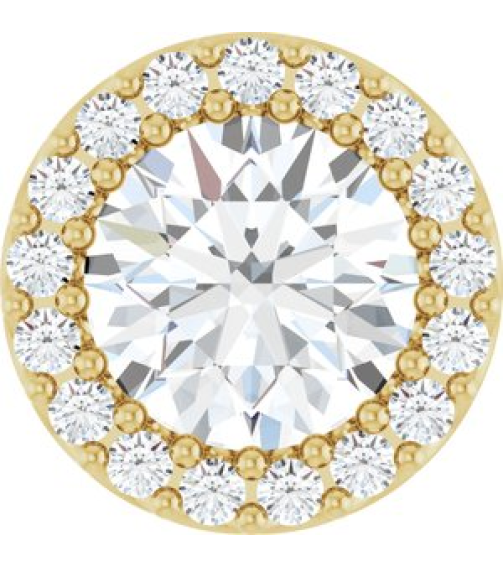 88590 Pendant Set 14K Yellow Round Natural White Sapphire 6Mm 18 Ctw Natural Diamond I1, G-H Polished Natural White Sapphire And 18 Ctw Natural Diamond Halo-Style Pendant
