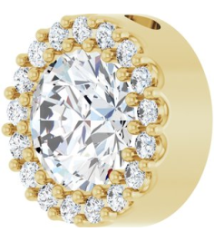 88590 Pendant Set 14K Yellow Round Natural White Sapphire 6Mm 18 Ctw Natural Diamond I1, G-H Polished Natural White Sapphire And 18 Ctw Natural Diamond Halo-Style Pendant