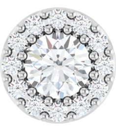 88590 Pendant Set Sterling Silver Round Natural Diamond 4Mm 13 Ctw Natural Diamond I1, G-H Polished 13 Ctw Natural Diamond Halo-Style Pendant