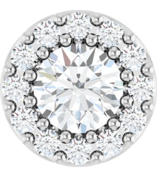 88590 Pendant Set Sterling Silver Round Natural Diamond 4Mm 13 Ctw Natural Diamond I1, G-H Polished 13 Ctw Natural Diamond Halo-Style Pendant