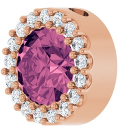 88590 Pendant Set 14K Rose Round Natural Pink Tourmaline 6Mm 18 Ctw Natural Diamond I1, G-H Polished Natural Pink Tourmaline And 18 Ctw Natural Diamond Halo-Style Pendant