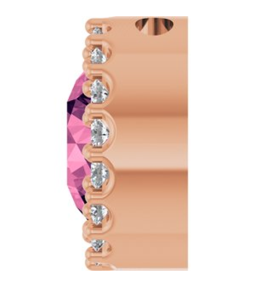 88590 Pendant Set 14K Rose Round Natural Pink Tourmaline 6Mm 18 Ctw Natural Diamond I1, G-H Polished Natural Pink Tourmaline And 18 Ctw Natural Diamond Halo-Style Pendant