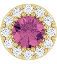 88590 Pendant Set 14K Yellow Round Natural Pink Tourmaline 4Mm 0.08 Ctw Natural Diamond I1, G-H Polished Natural Pink Tourmaline And .08 Ctw Natural Diamond Halo-Style Pendant