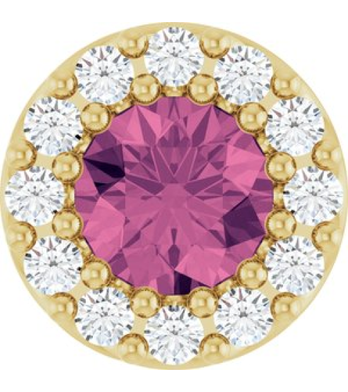 88590 Pendant Set 14K Yellow Round Natural Pink Tourmaline 4Mm 0.08 Ctw Natural Diamond I1, G-H Polished Natural Pink Tourmaline And .08 Ctw Natural Diamond Halo-Style Pendant