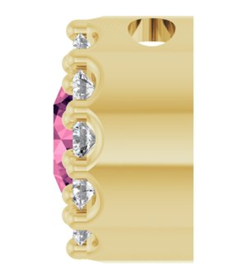 88590 Pendant Set 14K Yellow Round Natural Pink Tourmaline 4Mm 0.08 Ctw Natural Diamond I1, G-H Polished Natural Pink Tourmaline And .08 Ctw Natural Diamond Halo-Style Pendant