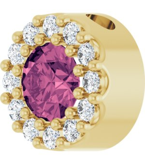 88590 Pendant Set 14K Yellow Round Natural Pink Tourmaline 4Mm 0.08 Ctw Natural Diamond I1, G-H Polished Natural Pink Tourmaline And .08 Ctw Natural Diamond Halo-Style Pendant