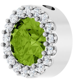 88590 Pendant Set Platinum Round Natural Peridot 6Mm 18 Ctw Natural Diamond Si2-Si3, G-H Polished Natural Peridot And 18 Ctw Natural Diamond Halo-Style Pendant