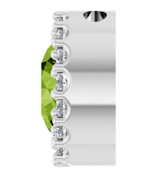 88590 Pendant Set Platinum Round Natural Peridot 6Mm 18 Ctw Natural Diamond Si2-Si3, G-H Polished Natural Peridot And 18 Ctw Natural Diamond Halo-Style Pendant