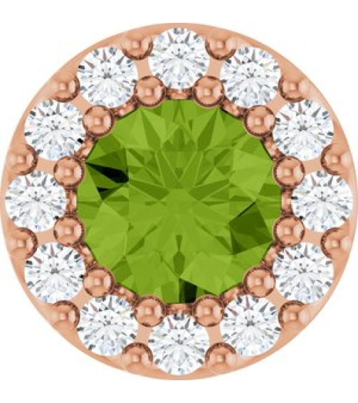 88590 Pendant Set 14K Rose Round Natural Peridot 4Mm 0.08 Ctw Natural Diamond I1, G-H Polished Natural Peridot And .08 Ctw Natural Diamond Halo-Style Pendant