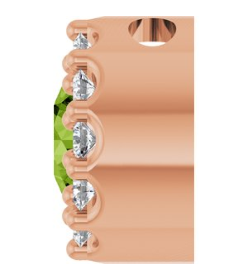88590 Pendant Set 14K Rose Round Natural Peridot 4Mm 0.08 Ctw Natural Diamond I1, G-H Polished Natural Peridot And .08 Ctw Natural Diamond Halo-Style Pendant
